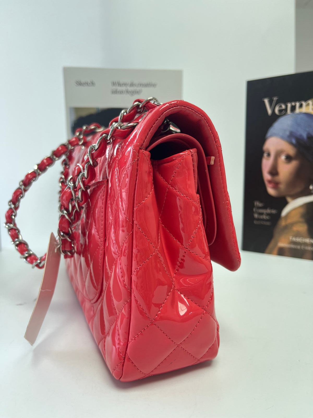 Chanel Classic Medium Double Flap Red Patent Leather