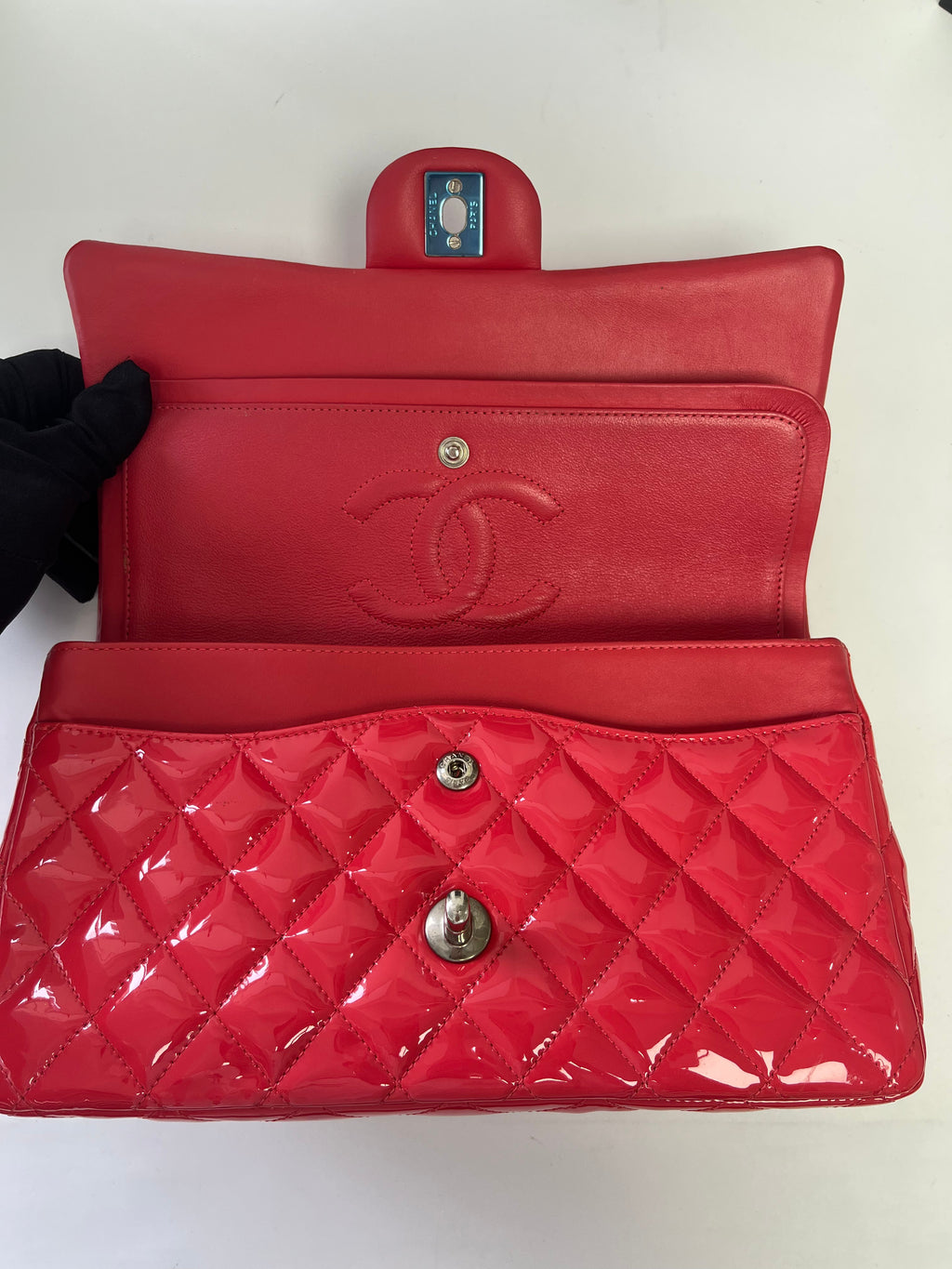 Chanel Classic Medium Double Flap Red Patent Leather