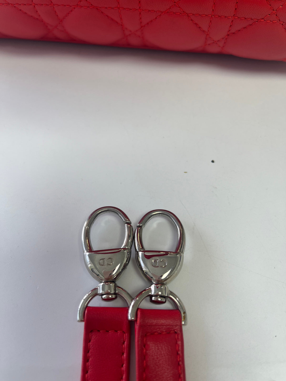 Christian Dior Medium Lady Dior Bag in Cherry Red Cannage Lambskin
