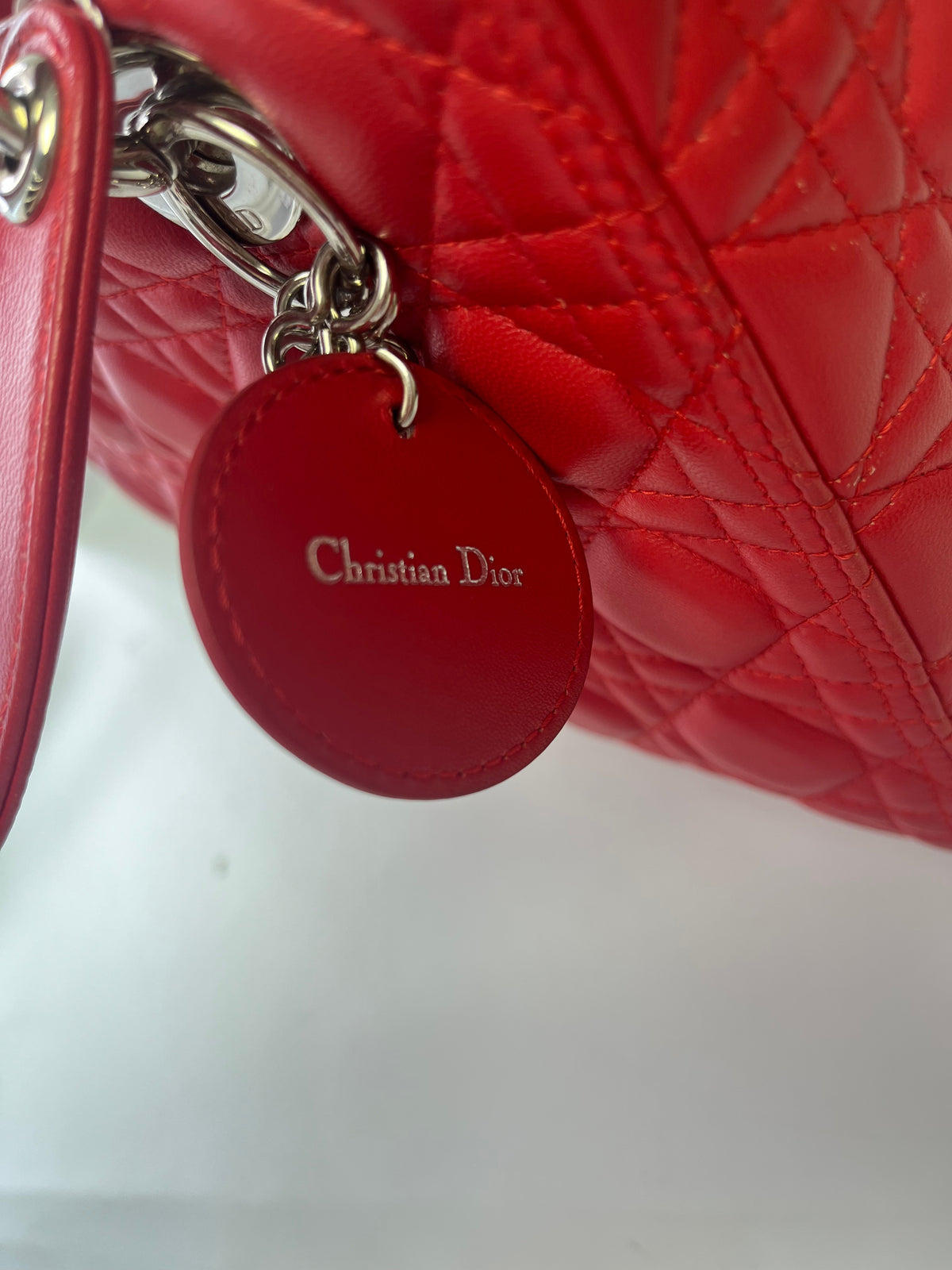 Christian Dior Medium Lady Dior Bag in Cherry Red Cannage Lambskin