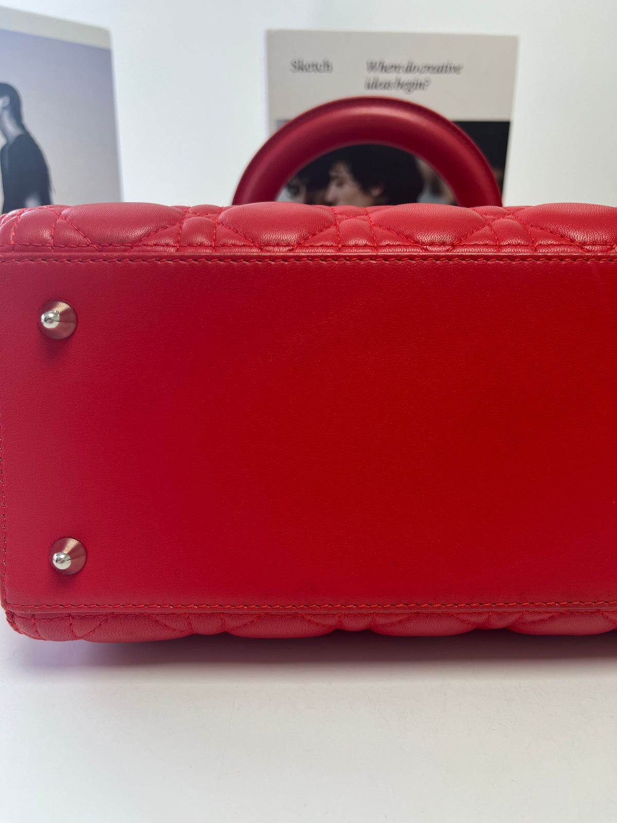 Christian Dior Medium Lady Dior Bag in Cherry Red Cannage Lambskin