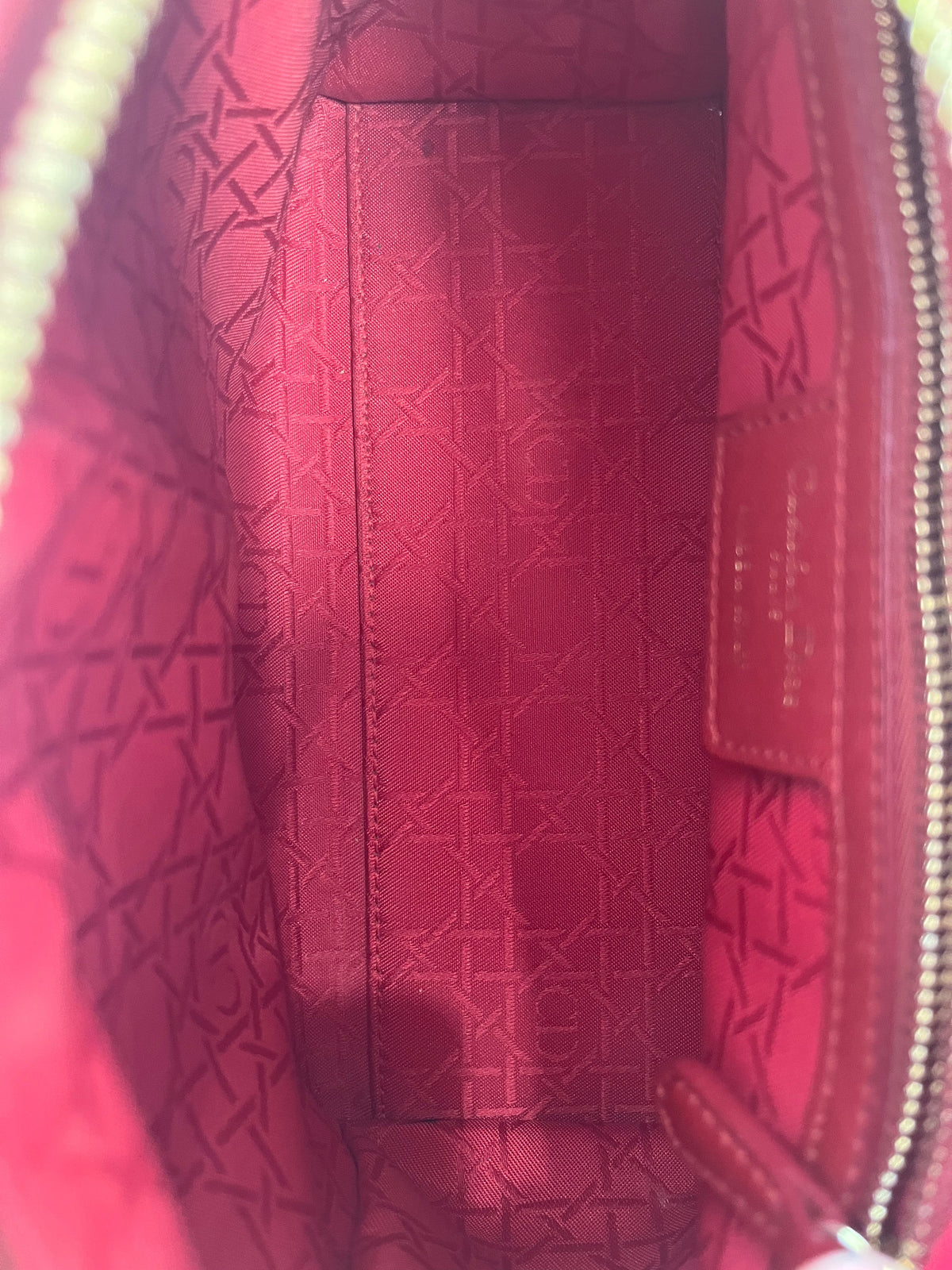 Medium Lady Dior Bag with Strap Garance Red Cannage Lambskin