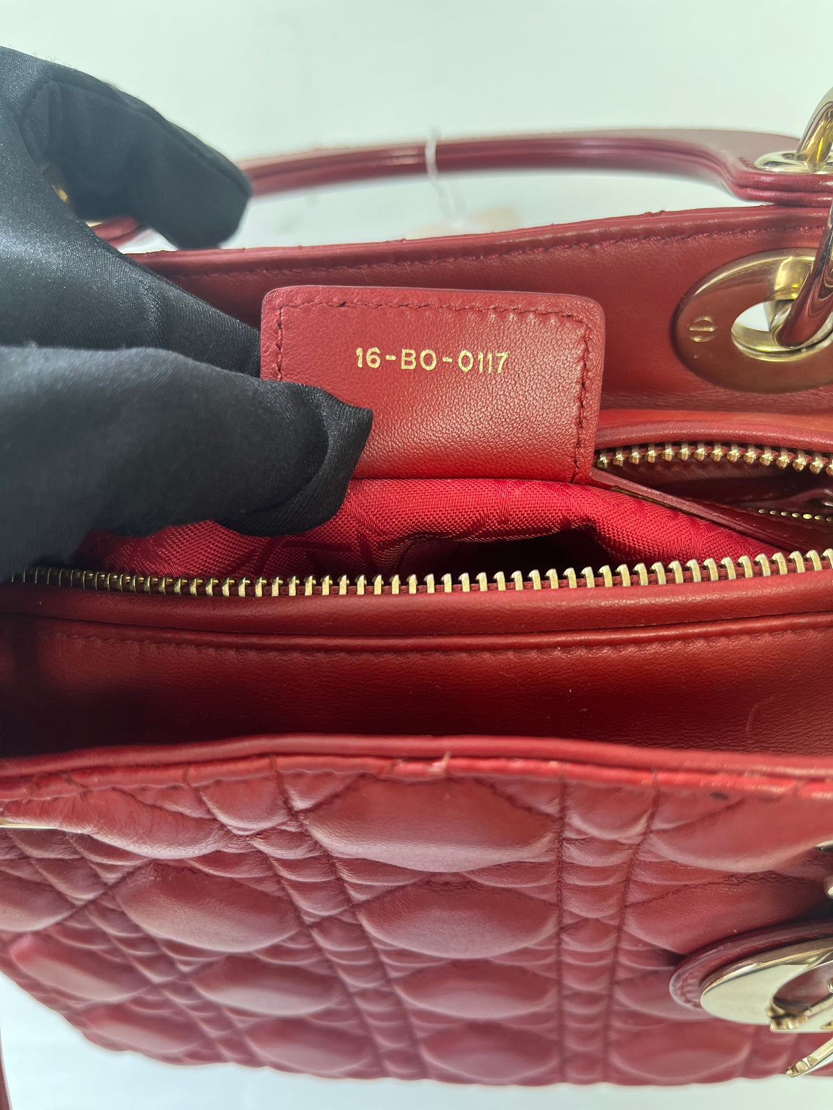 Medium Lady Dior Bag with Strap Garance Red Cannage Lambskin