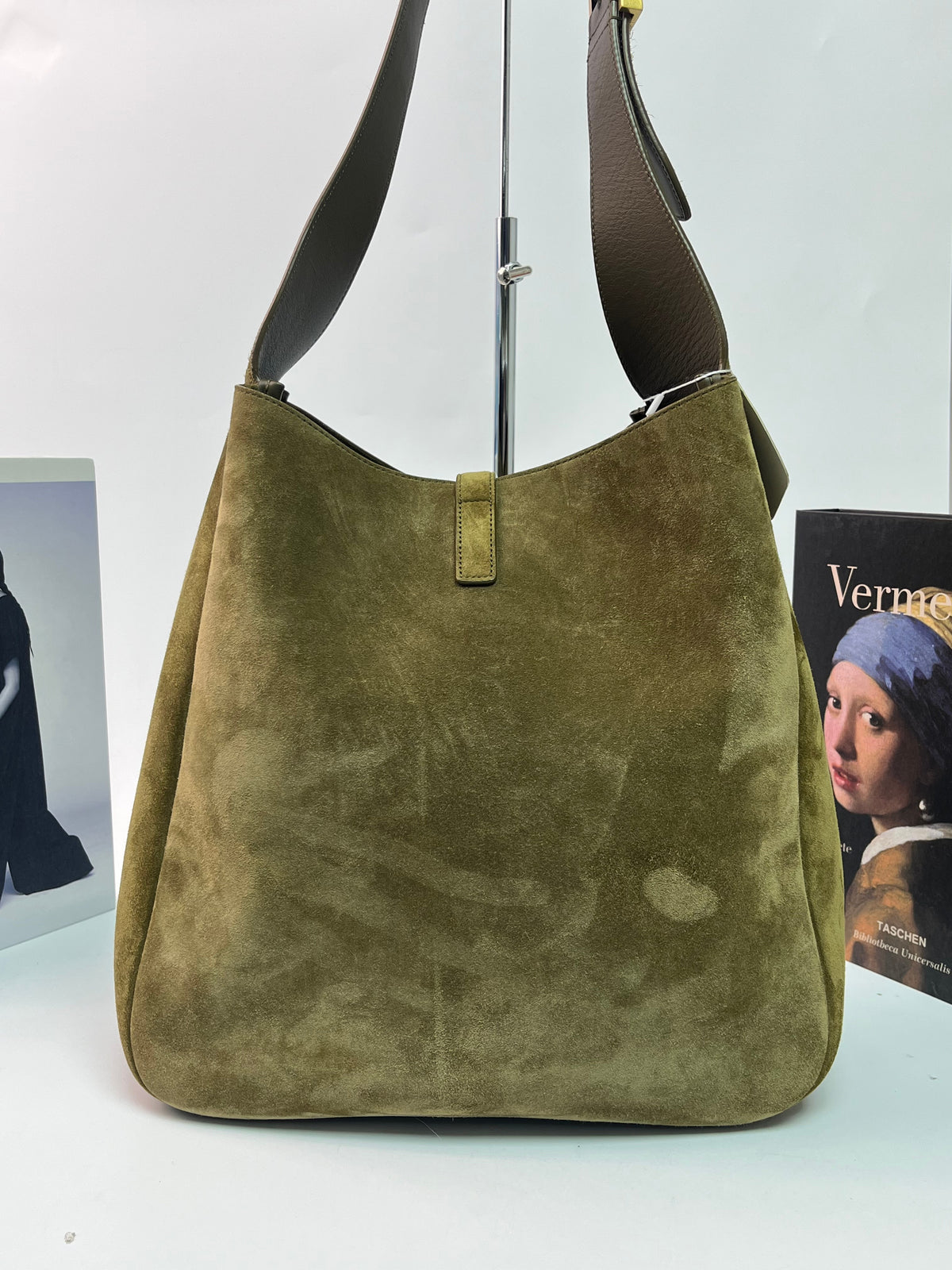 Saint Laurent Suede Le 5 à 7 Large Shoulder Bag Green Suede