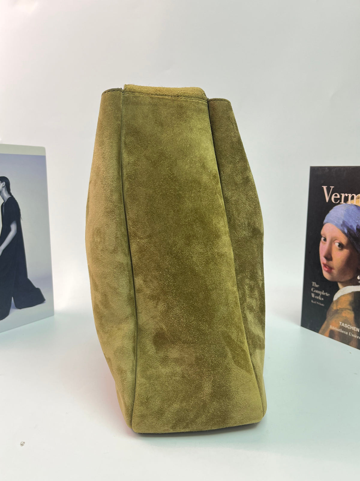 Saint Laurent Suede Le 5 à 7 Large Shoulder Bag Green Suede