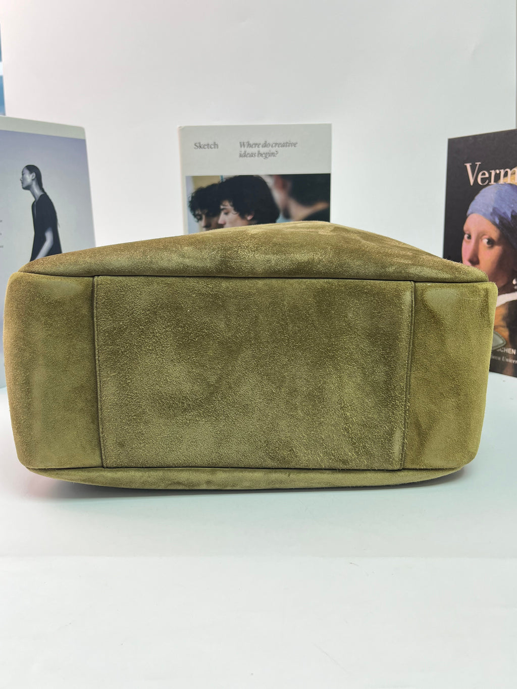 Saint Laurent Suede Le 5 à 7 Large Shoulder Bag Green Suede