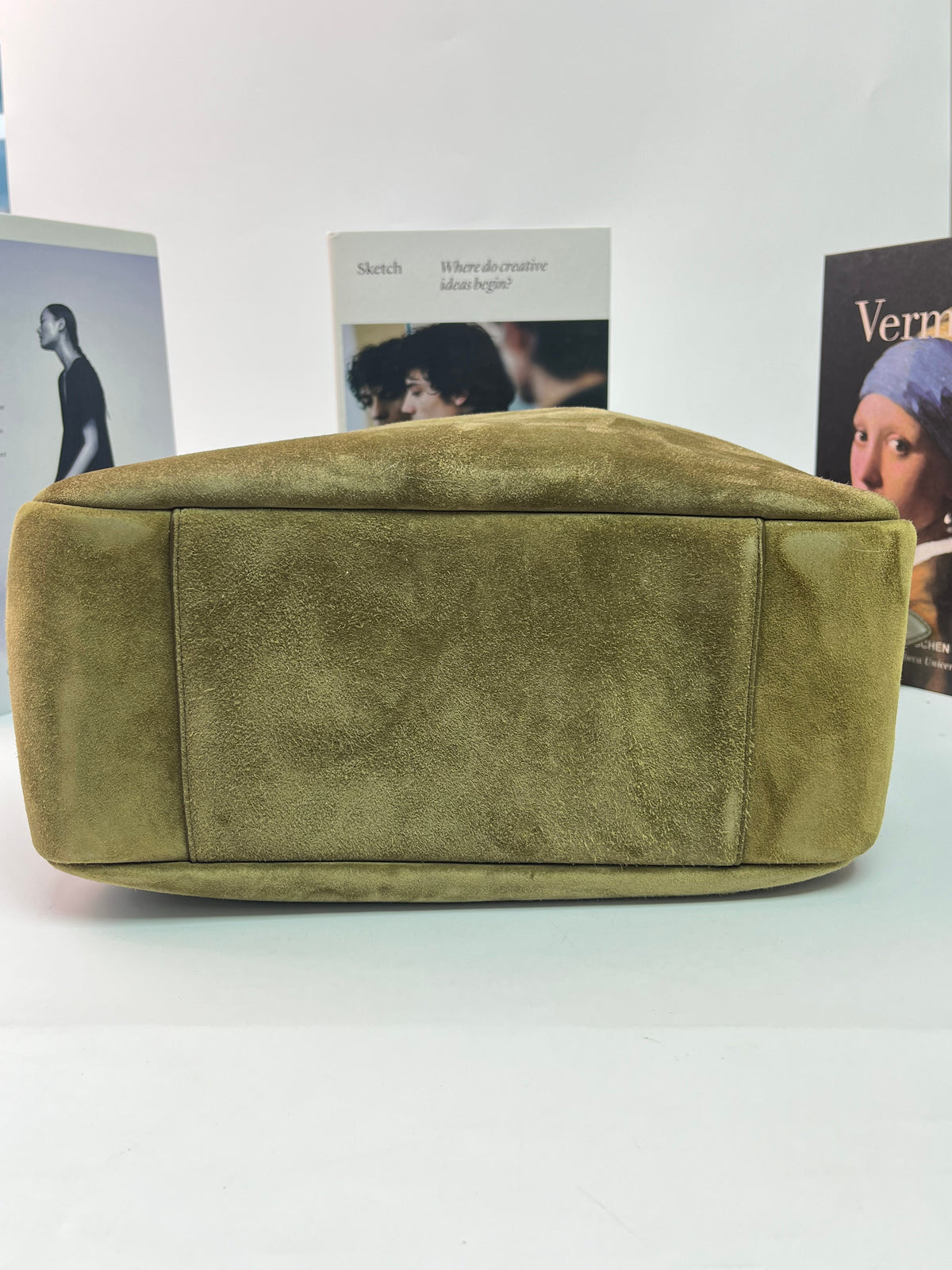 Saint Laurent Suede Le 5 à 7 Large Shoulder Bag Green Suede