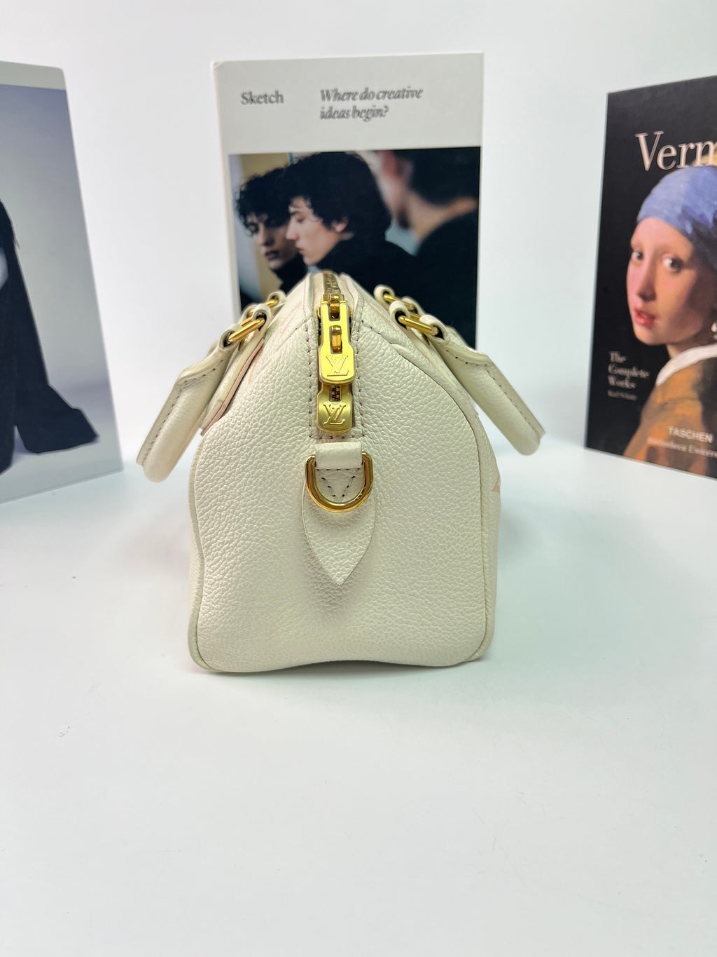 Louis Vuitton Monogram Empreinte Bicolor Speedy Bandouliere 20 Handbag Pink White