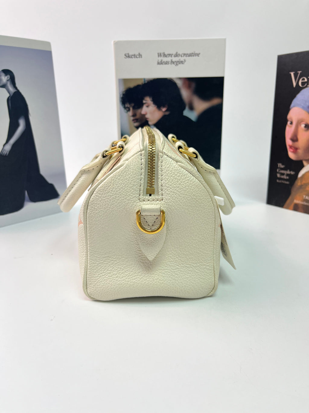 Louis Vuitton Monogram Empreinte Bicolor Speedy Bandouliere 20 Handbag Pink White
