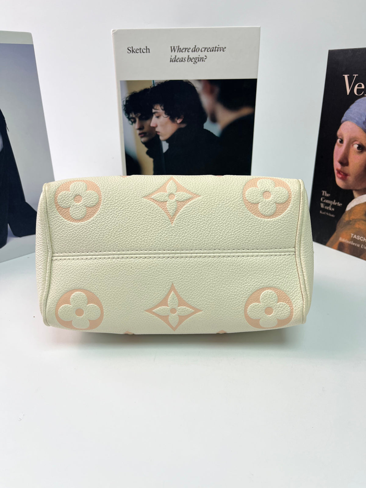 Louis Vuitton Monogram Empreinte Bicolor Speedy Bandouliere 20 Handbag Pink White