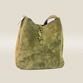 Saint Laurent Suede Le 5 à 7 Large Shoulder Bag Green Suede