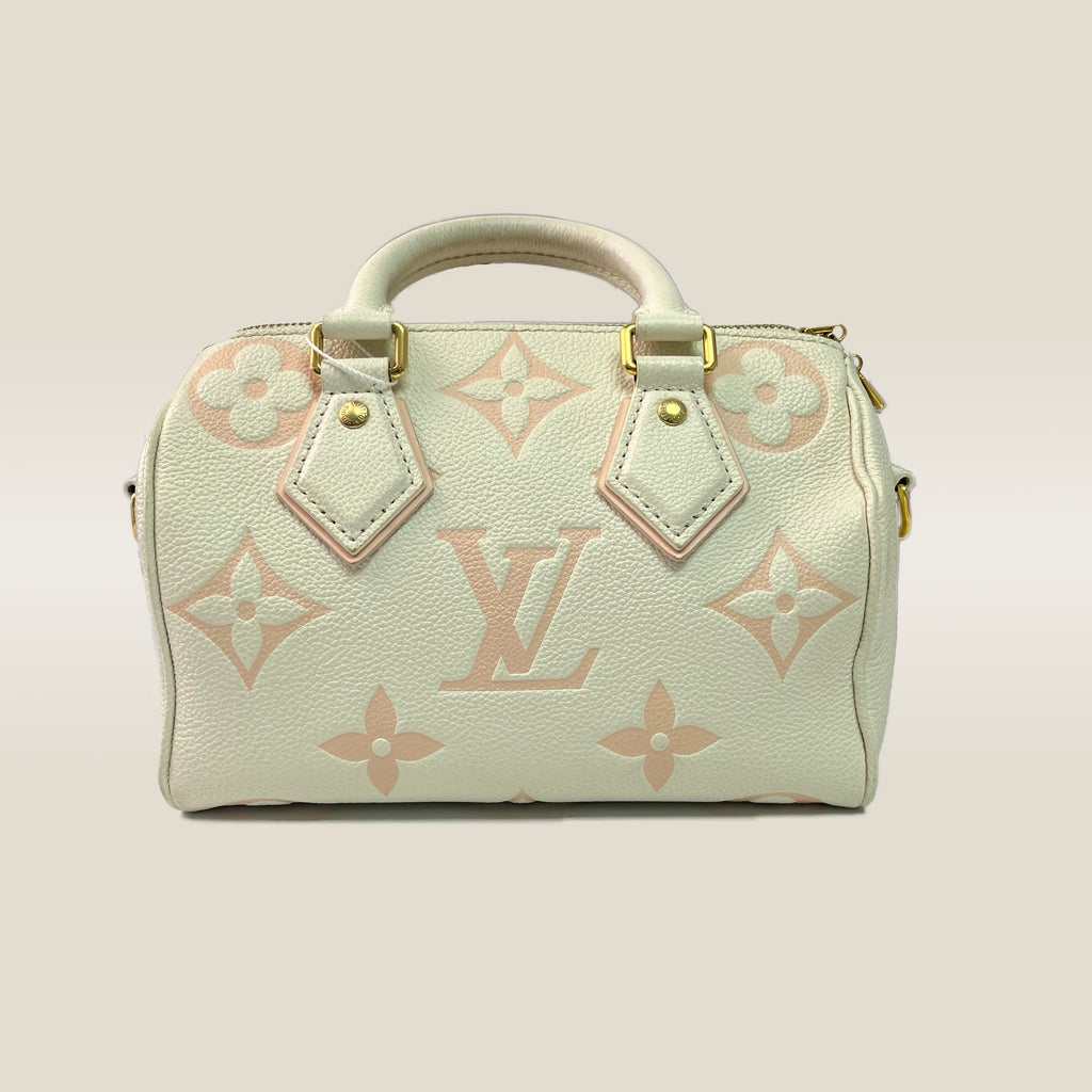 Louis Vuitton Monogram Empreinte Bicolor Speedy Bandouliere 20 Handbag Pink White
