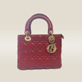 Medium Lady Dior Bag with Strap Garance Red Cannage Lambskin