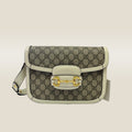 Gucci Horsebit 1955 Medium Shoulder Bag Supreme with White Trim