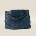 Blue Intrecciato Woven Nappa Leather Seamless Garda Tote Bag