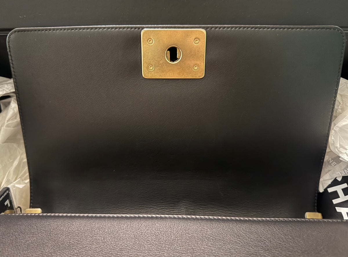Chanel Le Boy Quilted Flap Bag Black Soft Leather