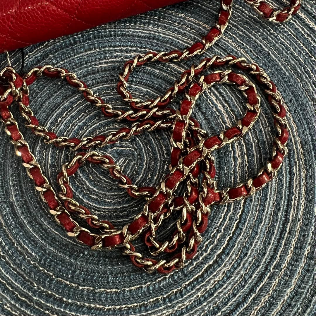 Chanel Classic Wallet on Chain WOC – Dark Red Caviar Leather