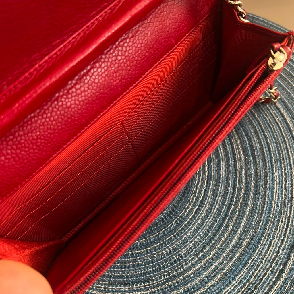 Chanel Classic Wallet on Chain WOC – Dark Red Caviar Leather