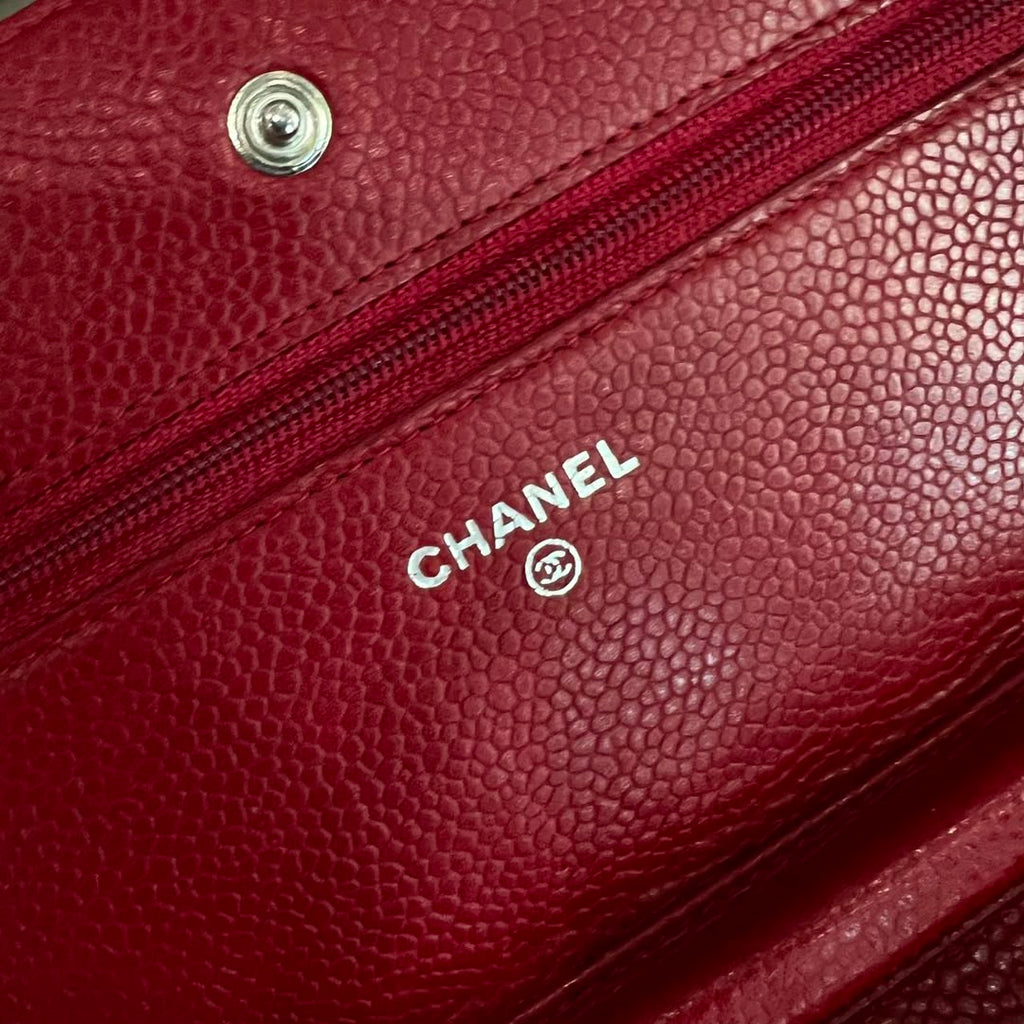 Chanel Classic Wallet on Chain WOC – Dark Red Caviar Leather
