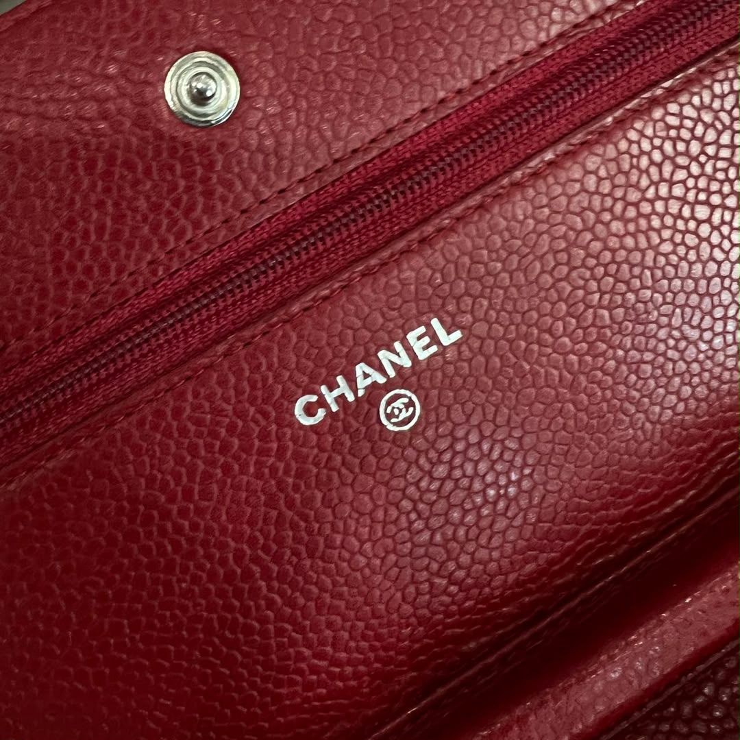 Chanel Classic Wallet on Chain WOC – Dark Red Caviar Leather