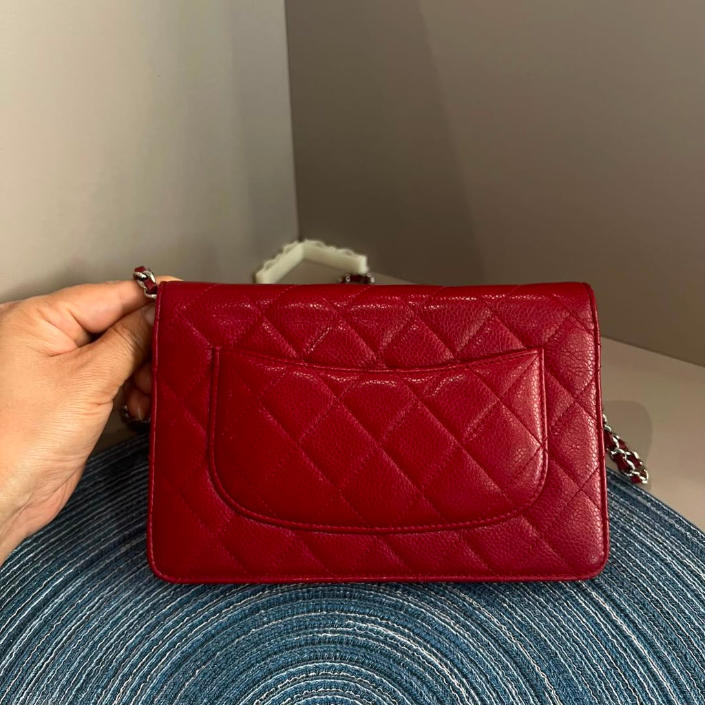 Chanel Classic Wallet on Chain WOC – Dark Red Caviar Leather