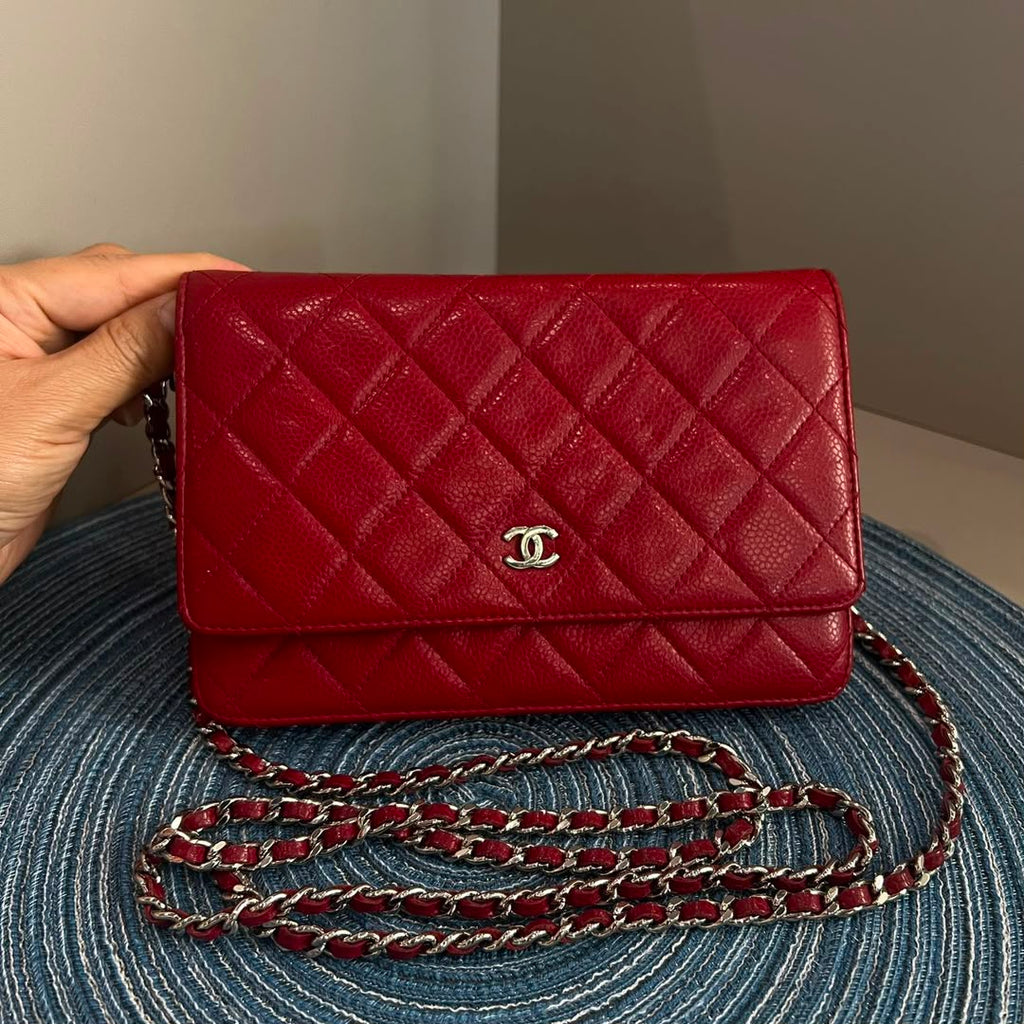 Chanel Classic Wallet on Chain WOC – Dark Red Caviar Leather
