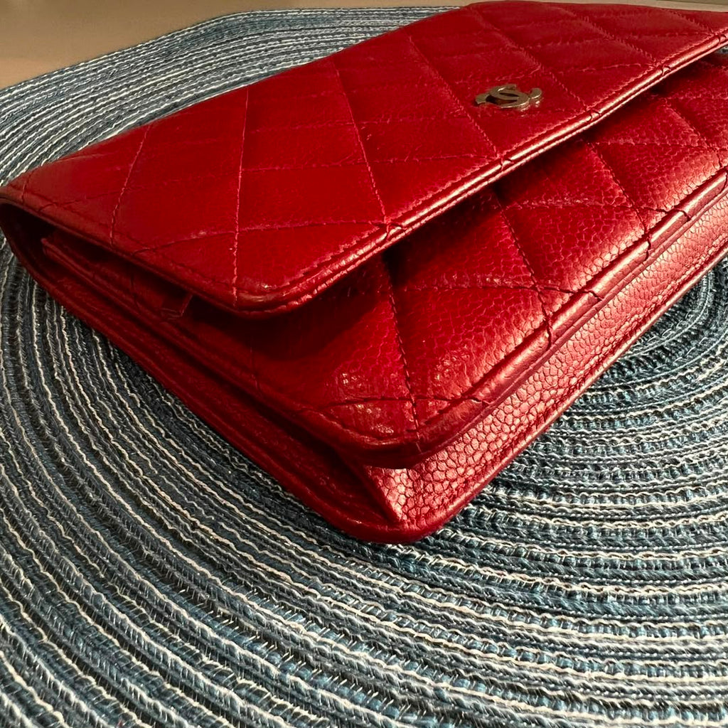 Chanel Classic Wallet on Chain WOC – Dark Red Caviar Leather