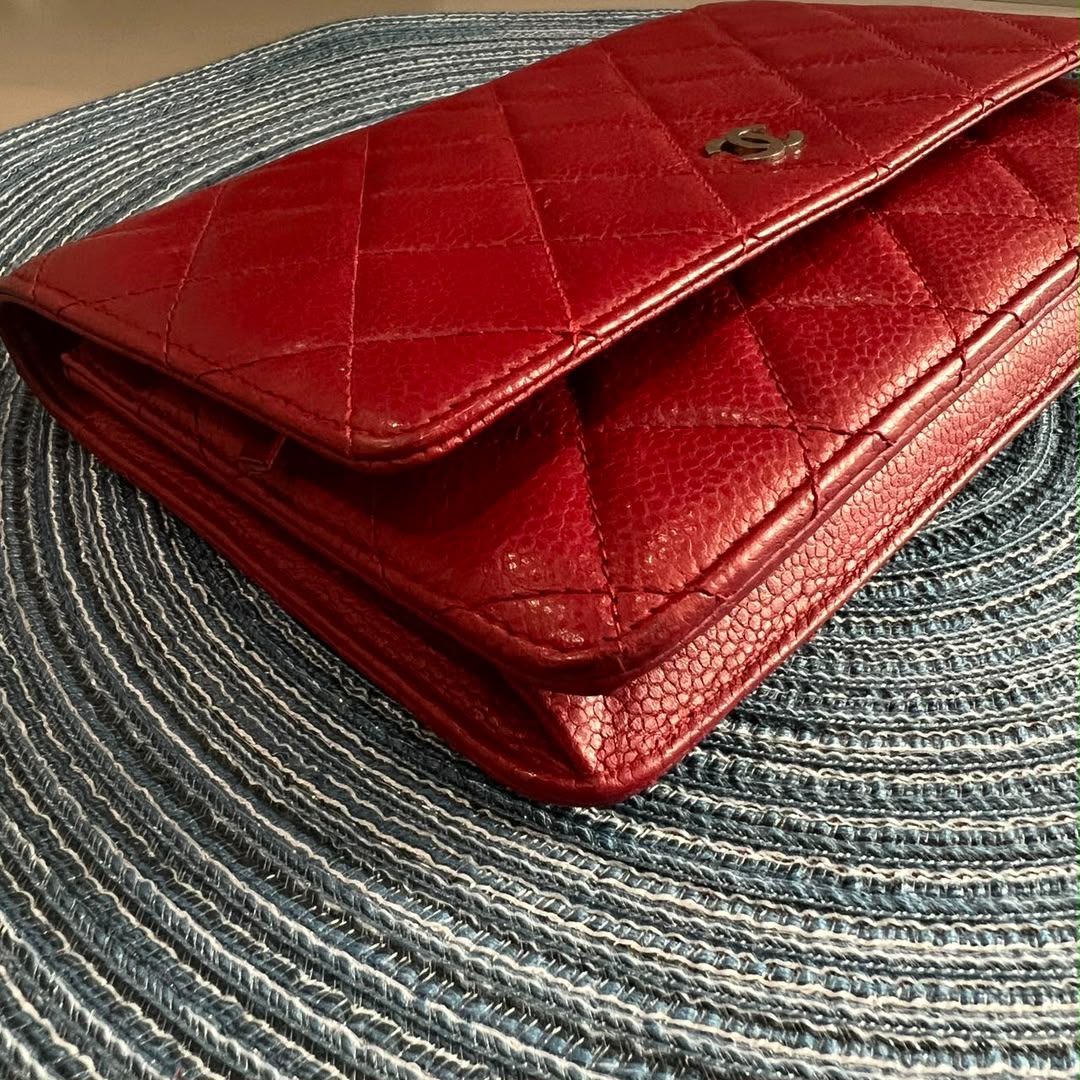 Chanel Classic Wallet on Chain WOC – Dark Red Caviar Leather
