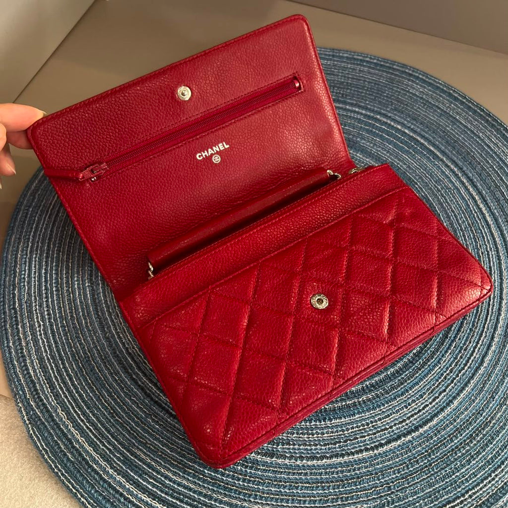 Chanel Classic Wallet on Chain WOC – Dark Red Caviar Leather