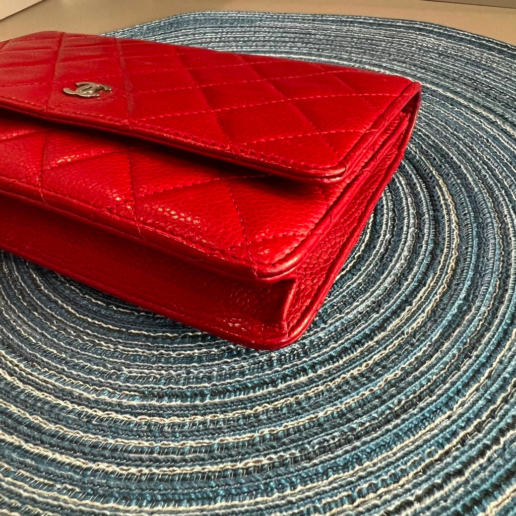 Chanel Classic Wallet on Chain WOC – Dark Red Caviar Leather