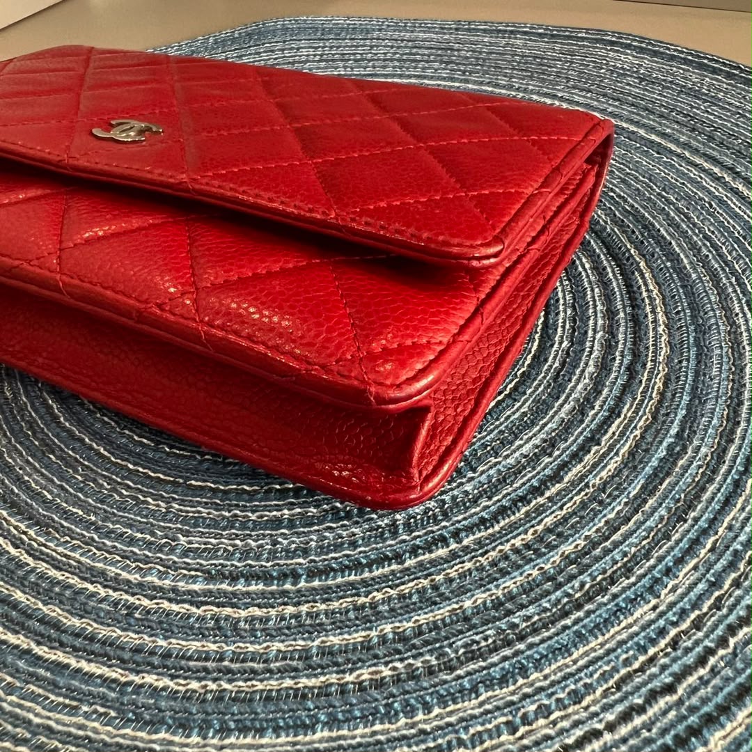 Chanel Classic Wallet on Chain WOC – Dark Red Caviar Leather