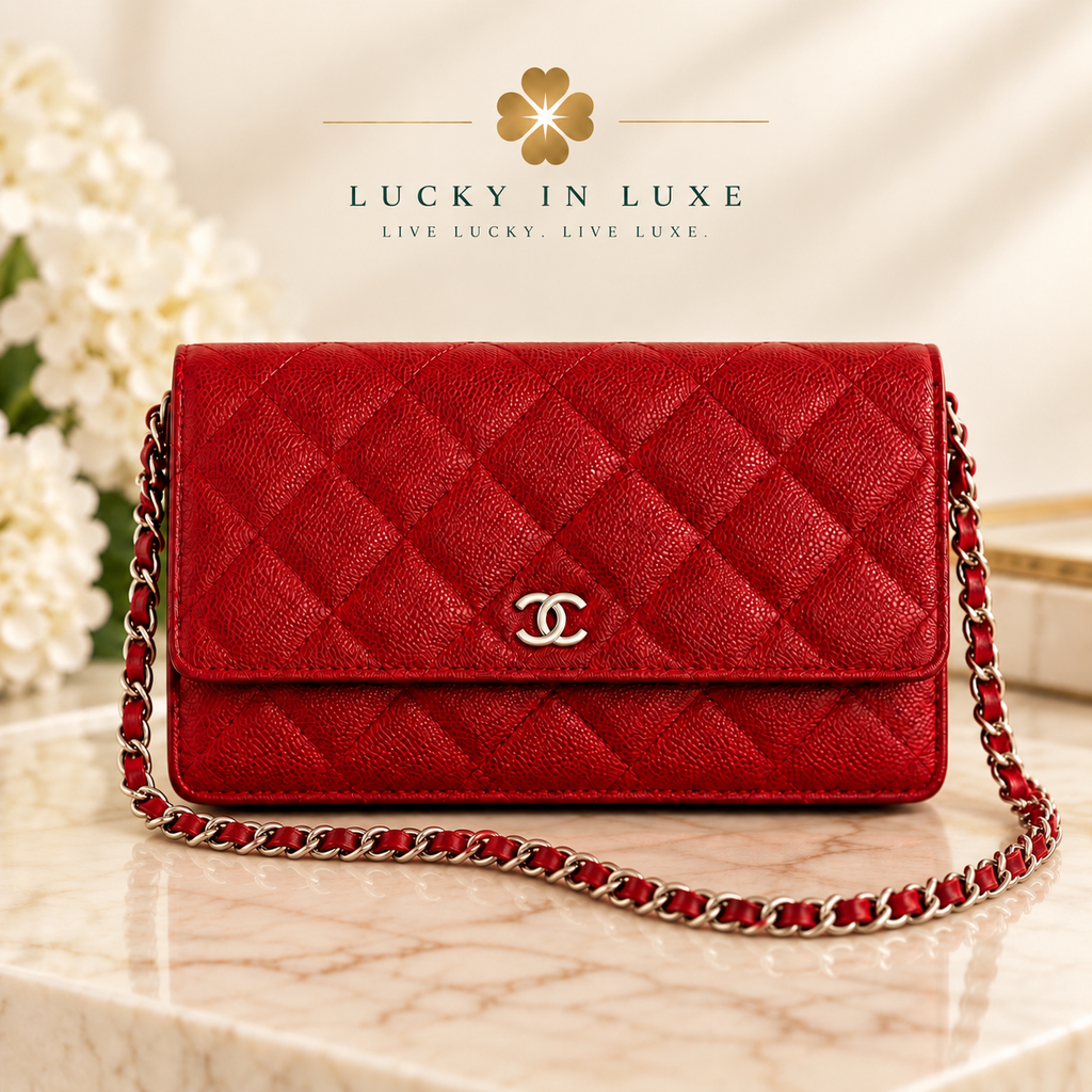 Chanel Classic Wallet on Chain WOC – Dark Red Caviar Leather