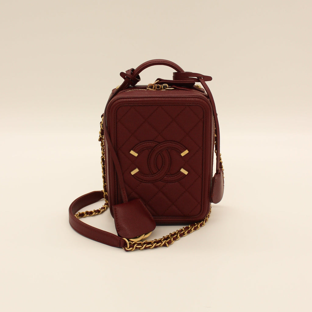 Chanel Filigree Case Caviar Leather Burgundy
