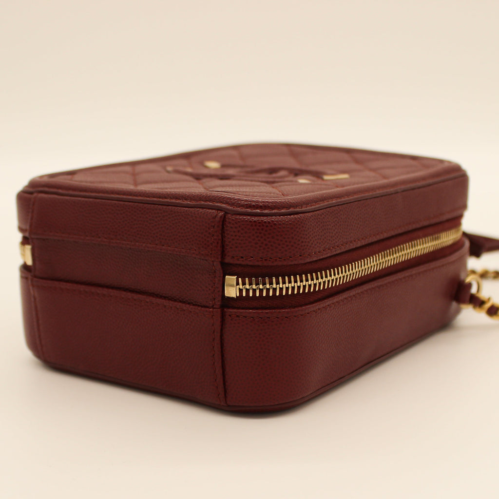 Chanel Filigree Case Caviar Leather Burgundy