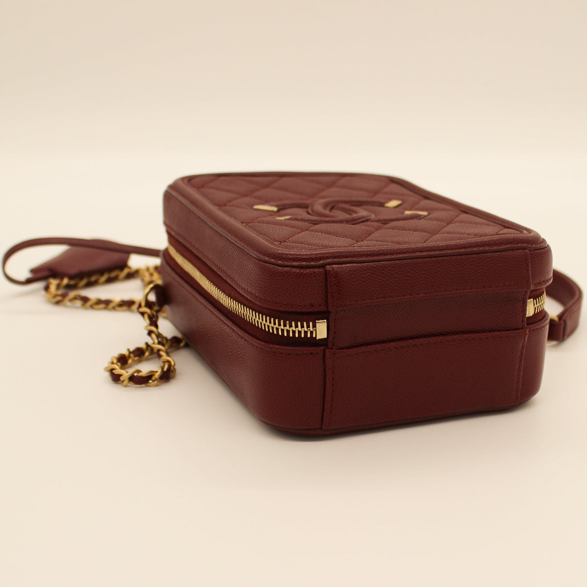 Chanel Filigree Case Caviar Leather Burgundy