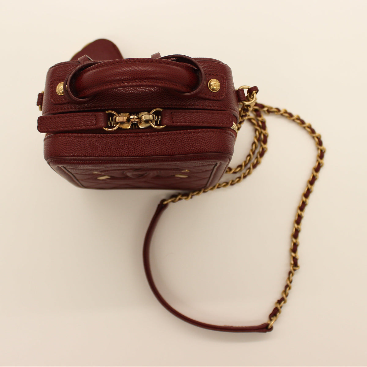 Chanel Filigree Case Caviar Leather Burgundy