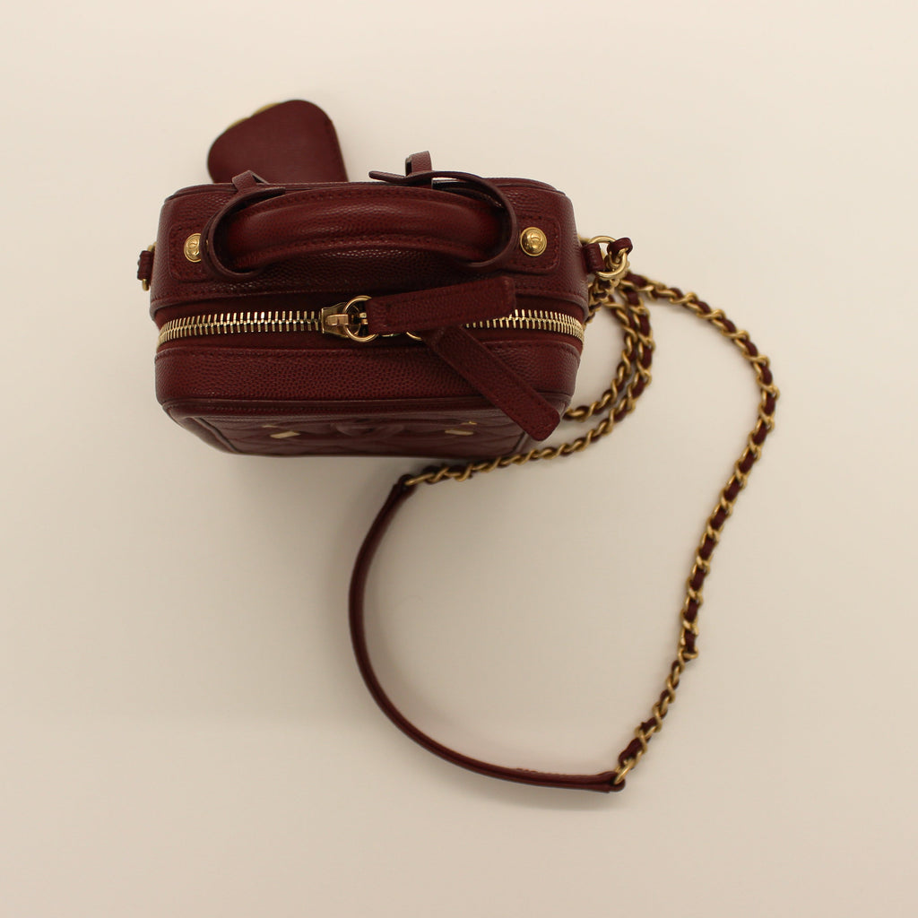 Chanel Filigree Case Caviar Leather Burgundy