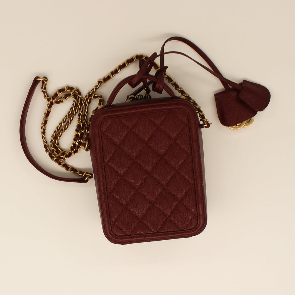 Chanel Filigree Case Caviar Leather Burgundy