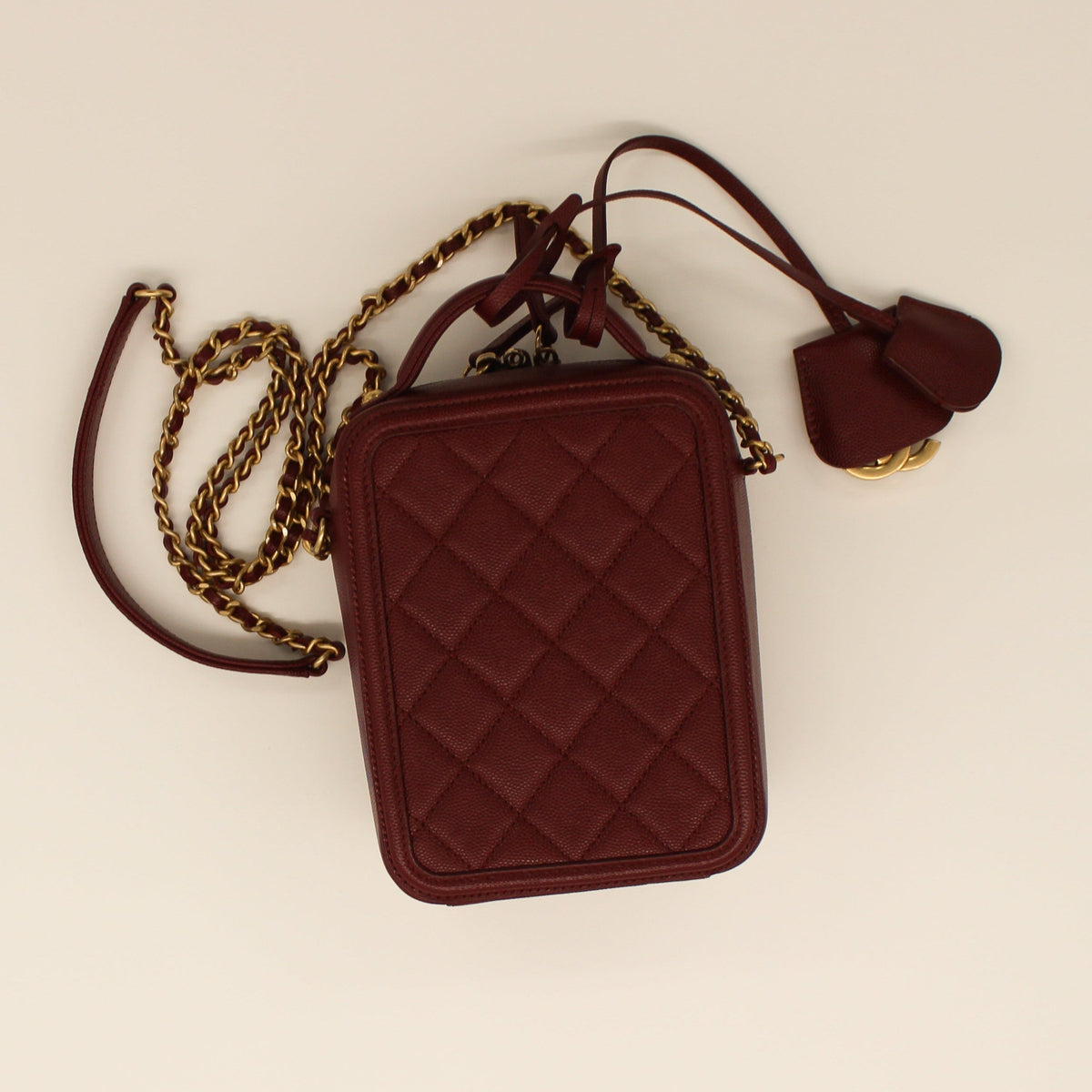 Chanel Filigree Case Caviar Leather Burgundy