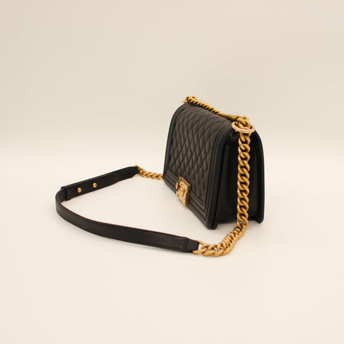 Chanel Le Boy Quilted Flap Bag Black Soft Leather