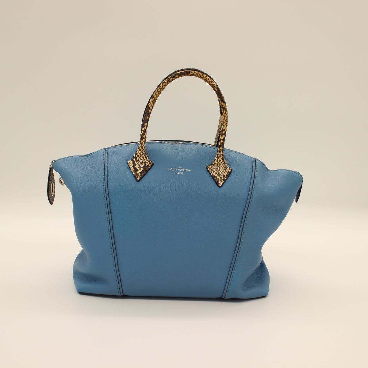 Louis Vuitton Veau Cachemire Soft Lockit MM Python Trim Top Handle Bag