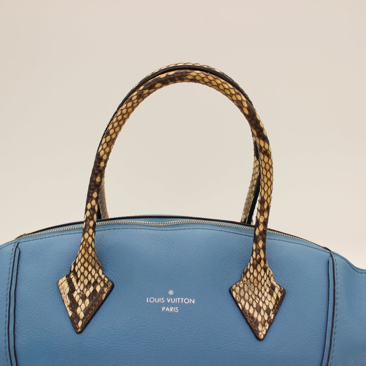 Louis Vuitton Veau Cachemire Soft Lockit MM Python Trim Top Handle Bag