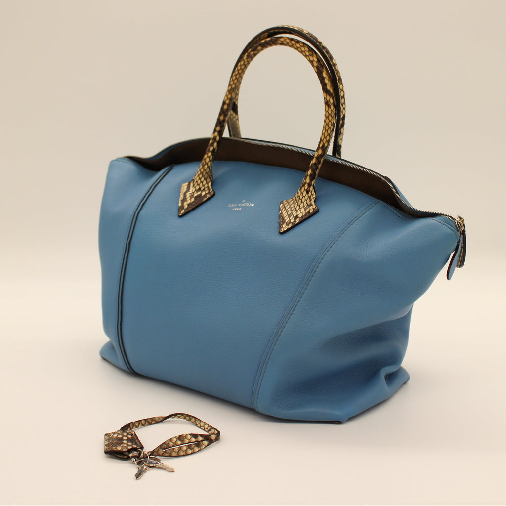 Louis Vuitton Veau Cachemire Soft Lockit MM Python Trim Top Handle Bag