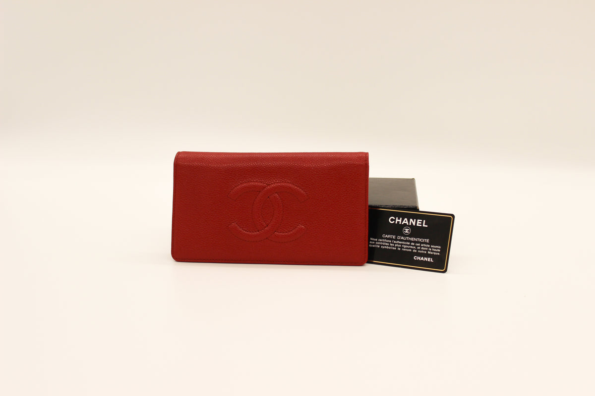 Chanel Red Yen Caviar Wallet